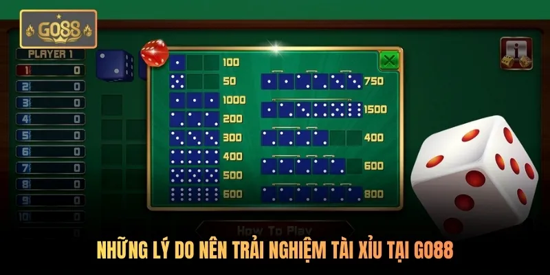 Những lý do nên trải nghiệm tài xỉu tại Go88
