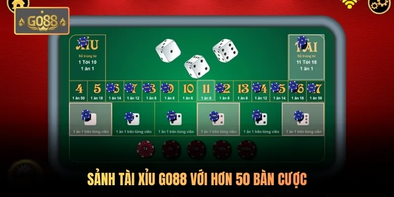 Sảnh tài xỉu Go88 với hơn 50 bàn cược